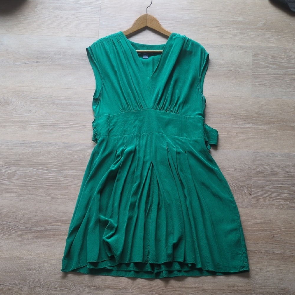 Anthropologie Silk Green Dress Size Large